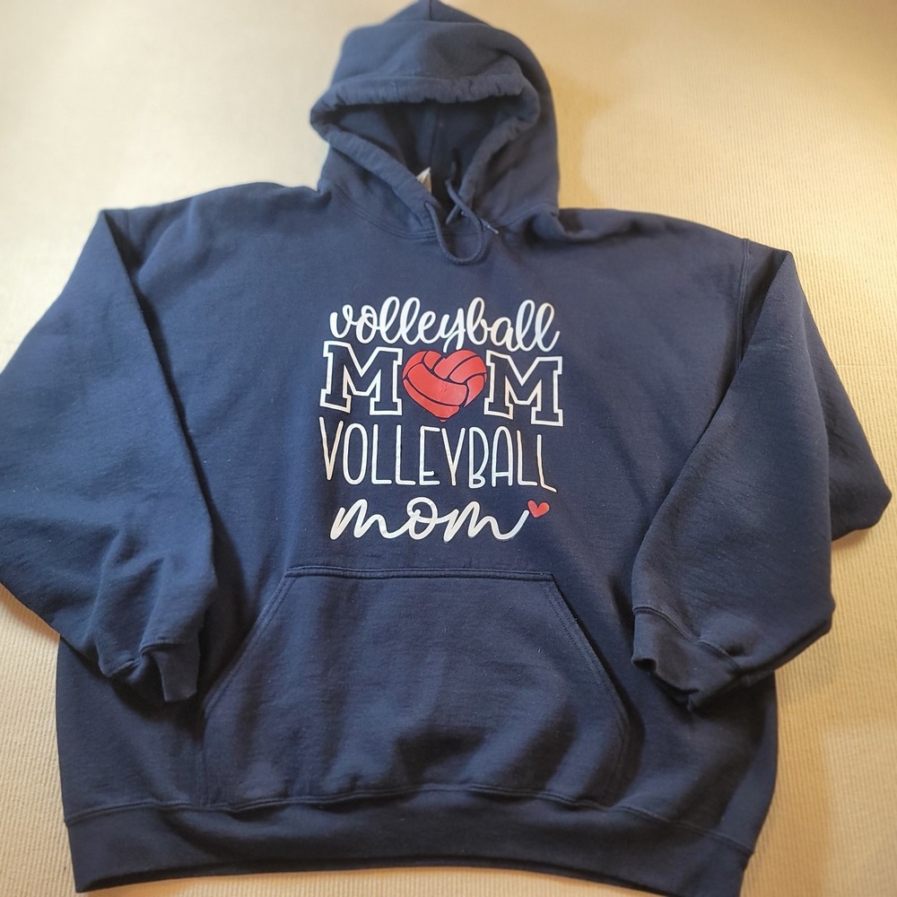 Volleyball Mom Sweatshirt 2XL Navy Blue Highschool Sports Hoodie